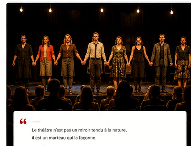 Illustration d'ambiance d'une troupe au salut sur scène